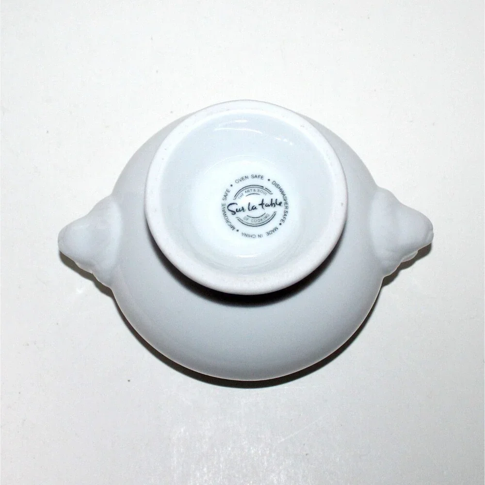 Sur La Table Lion Head Bowl 14 oz white ceramic French oven microwave safe